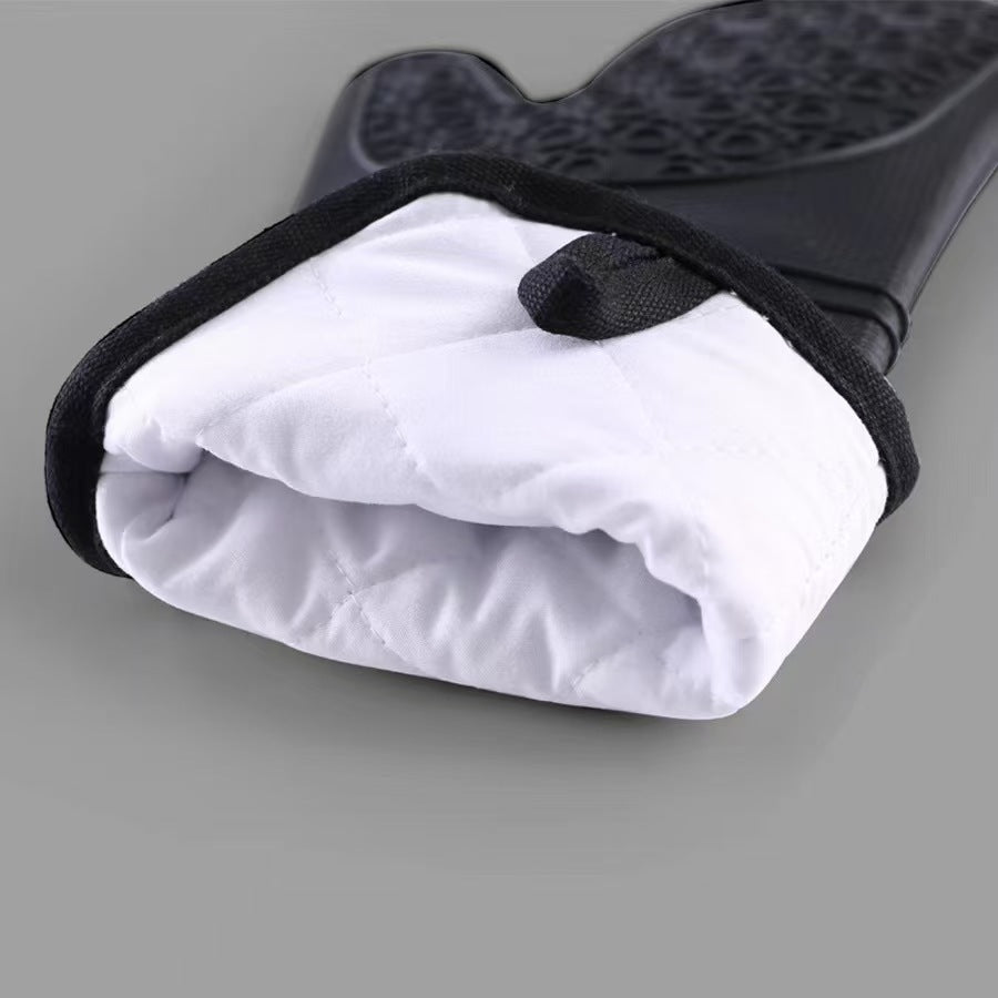 Black 6-Piece Silicone Oven Mitts And Pot Holders Set Extra Long Waterproof Heat Resistant Gloves With Non-Slip Grip For