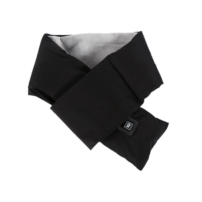 Black Usb Electric Heated Scarf Portable Puffer Neck Warmer With 3 Level Control For Winter