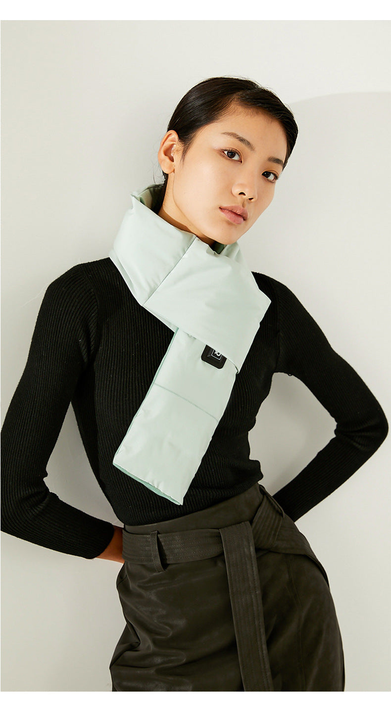 Black Usb Electric Heated Scarf Portable Puffer Neck Warmer With 3 Level Control For Winter