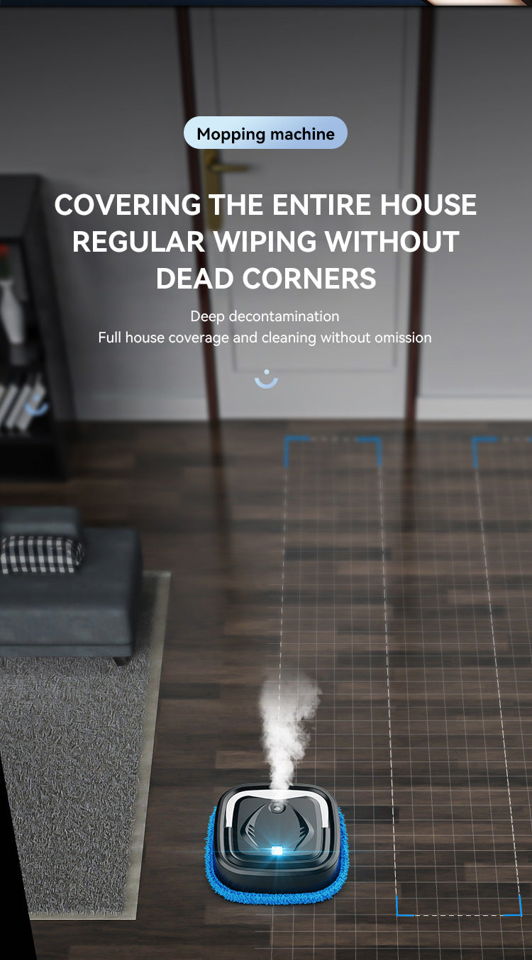 White Smart Robotic Floor Mop With Humidifier Spray Ultra Slim Automatic Wet & Dry Cleaner