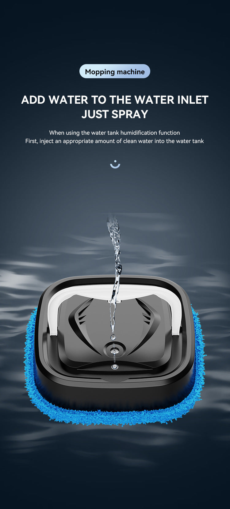 White Smart Robotic Floor Mop With Humidifier Spray Ultra Slim Automatic Wet & Dry Cleaner