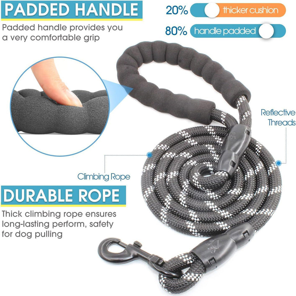 Blue 3 In 1 Tangle Free Dog Leash For Dogs Heavy Duty Bungee Coupler With Reflective Stitching & Padded Handle