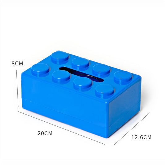 Blue 2 Pcs Creative Building Block Tissue Box Holder - Wall-Mounted & Desktop Dispenser For Bathroom Kids Room Office De