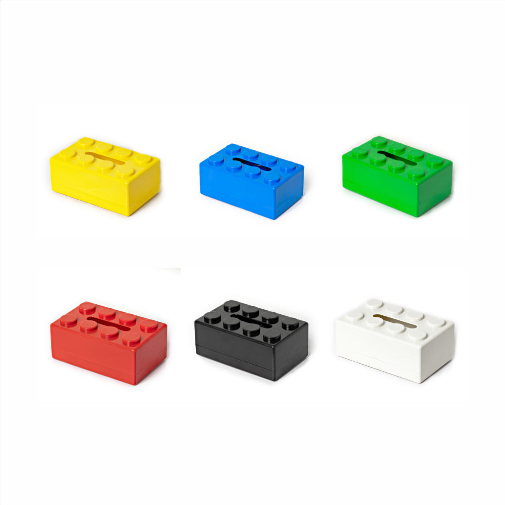 Blue 2 Pcs Creative Building Block Tissue Box Holder - Wall-Mounted & Desktop Dispenser For Bathroom Kids Room Office De