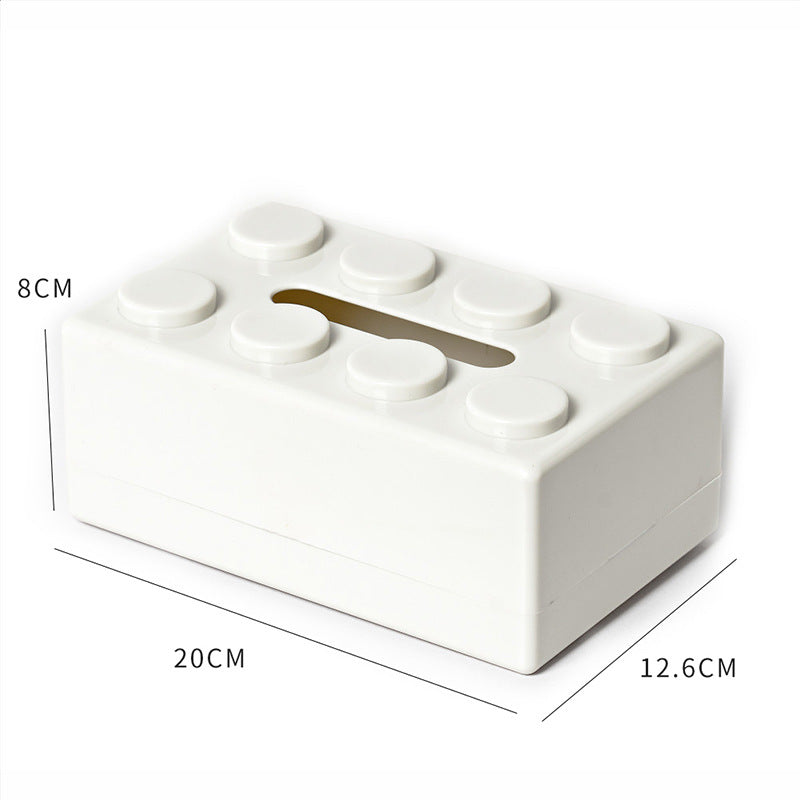 White 2 Pcs Creative Building Block Tissue Box Holder Wall Mounted & Desktop Dispenser For Bathroom Kids Room Office Dec