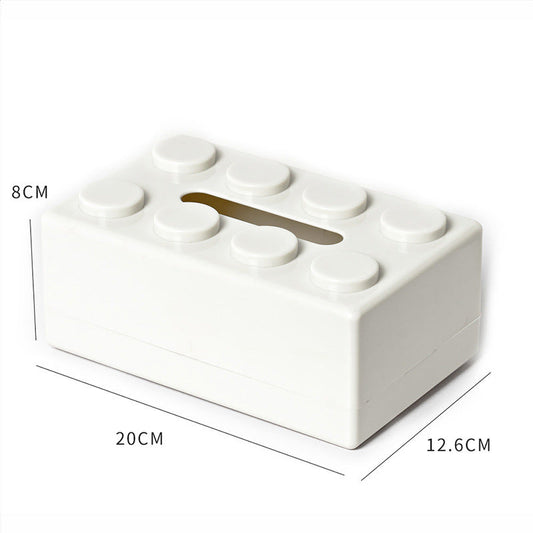 White 2 Pcs Creative Building Block Tissue Box Holder Wall Mounted & Desktop Dispenser For Bathroom Kids Room Office Dec