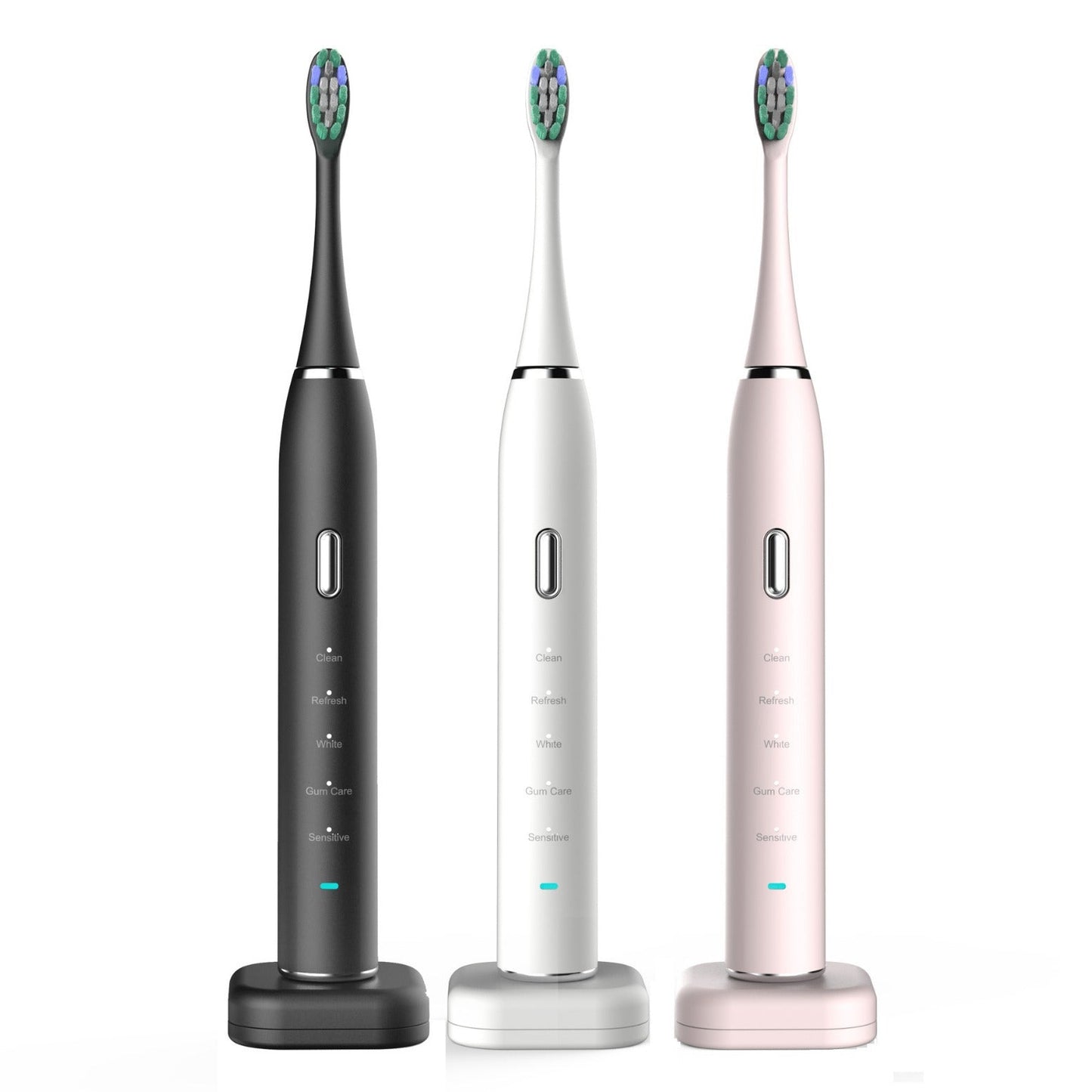 White Sonic Rechargeable Electric Toothbrush With 8 Heads & Travel Case - 5 Brushing Modes Smart Timer(Usb)