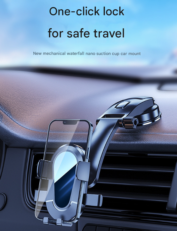 Black Universal Car Phone Mount Holder 360A Rotation With Upgraded Suction Cup For Dashboard & Windscreen