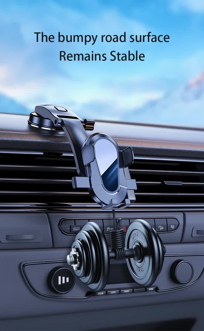 Black Universal Car Phone Mount Holder 360A Rotation With Upgraded Suction Cup For Dashboard & Windscreen
