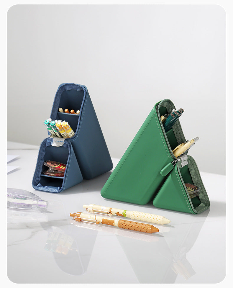 Purple Transforming Silicone Pencil Case - Stand-Up Holder & Stationery Organizer