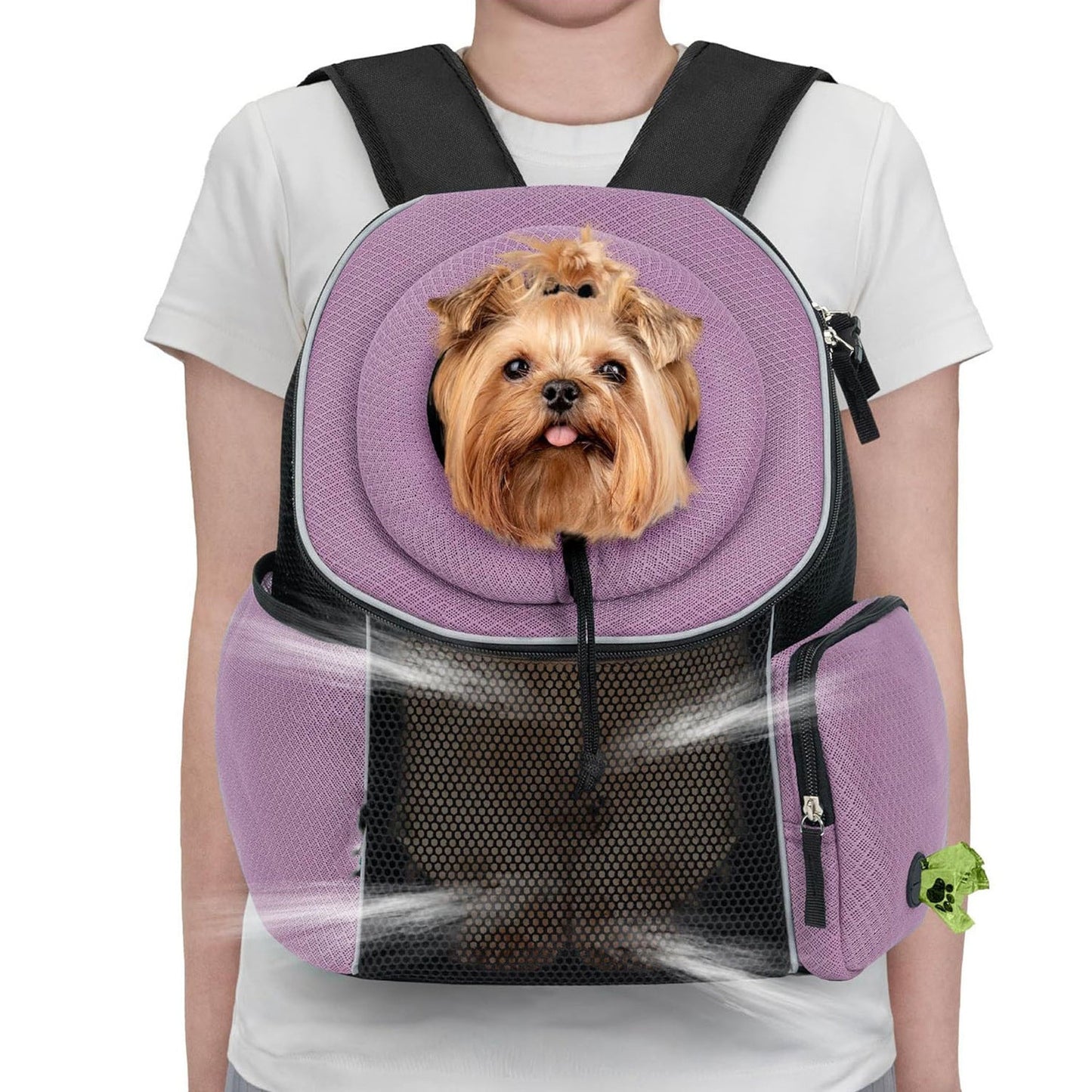 Ventilated Adjustable Pet Backpack Carrier For Small To Medium Dogs Large Cats Purple