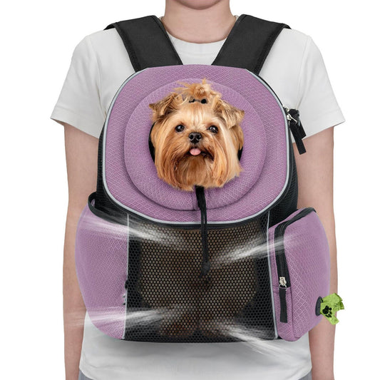 Ventilated Adjustable Pet Backpack Carrier For Small To Medium Dogs Large Cats Purple