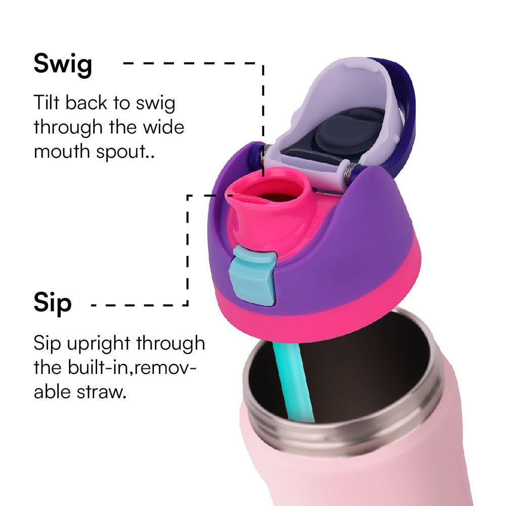 Purple 32Oz 304 Stainless Steel Insulated Water Bottle Dual Drink Pop Up Lid