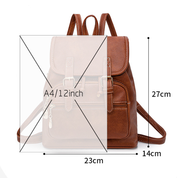 Brown Stylish Pu Leather Backpack For Women - Compact Travel Companion