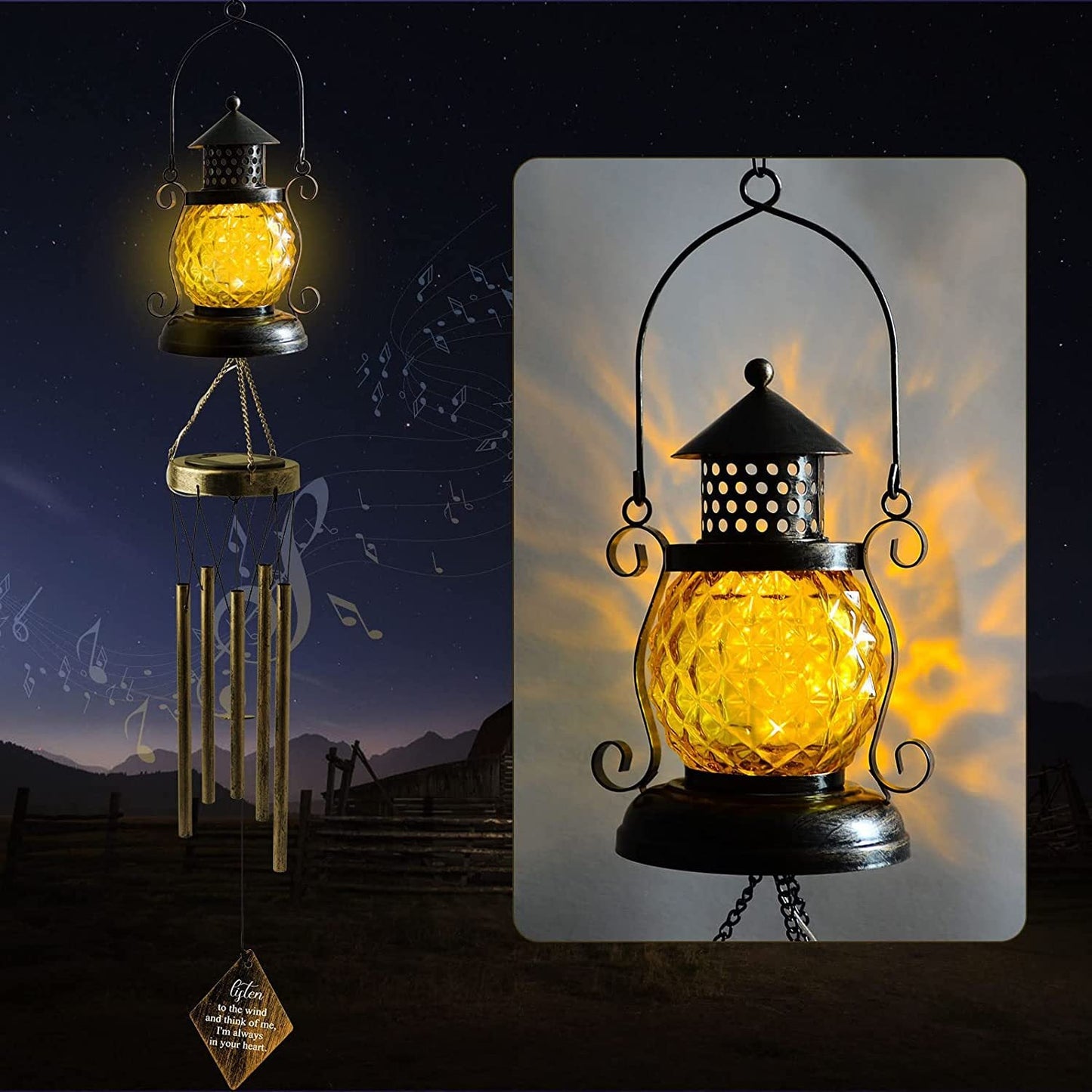 Solar Pineapple Wind Chime Light - Hanging Garden Decor