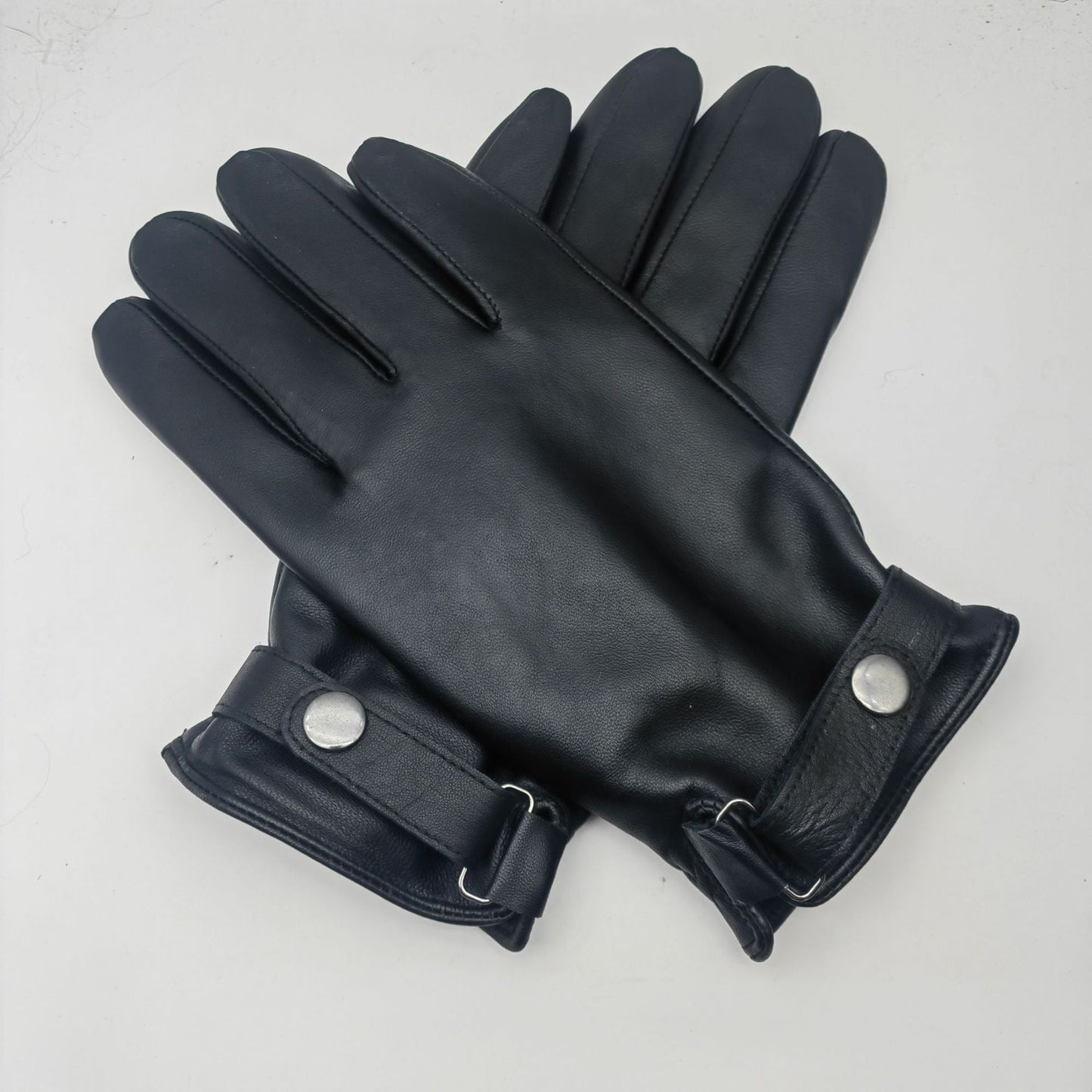 Premium Men's Genuine Sheepskin Leather Driving & Cycling Gloves Size Black