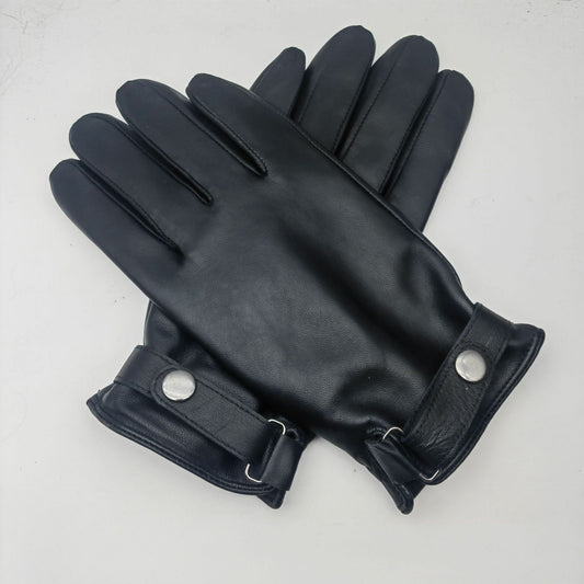 Premium Men's Genuine Sheepskin Leather Driving & Cycling Gloves Size Black