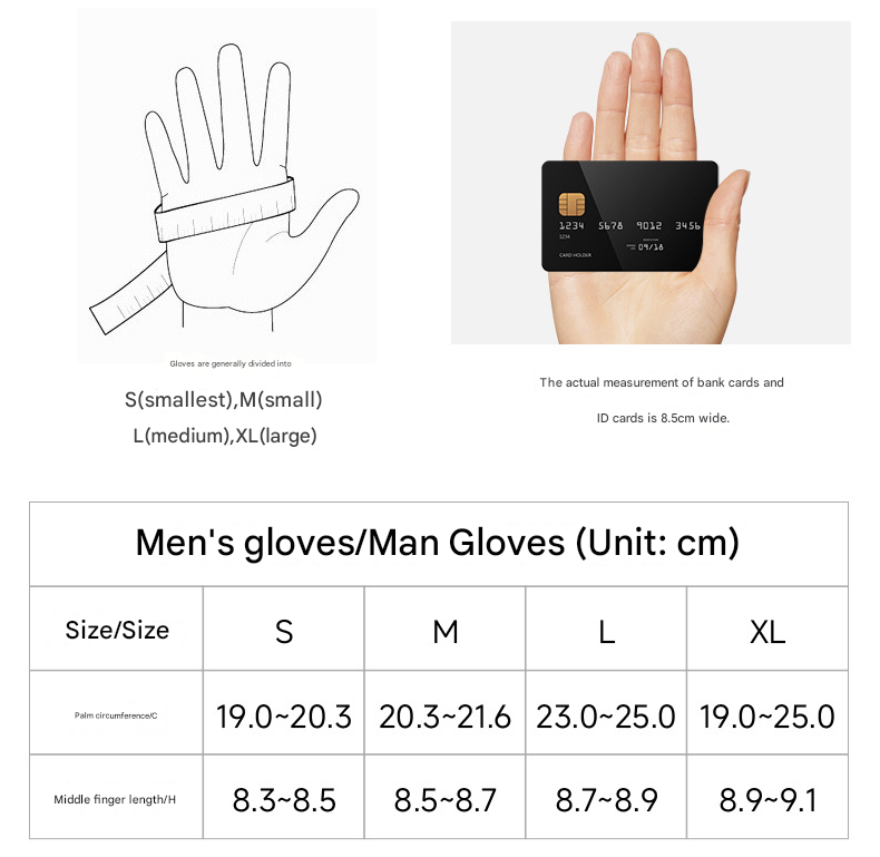 Premium Men's Genuine Sheepskin Leather Driving & Cycling Gloves Size Black