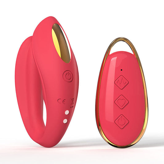 Red Blisslink U Shaped Wearable Couple's Vibrator With Remote 12 Modes For Shared Intimacy & Solo Fun