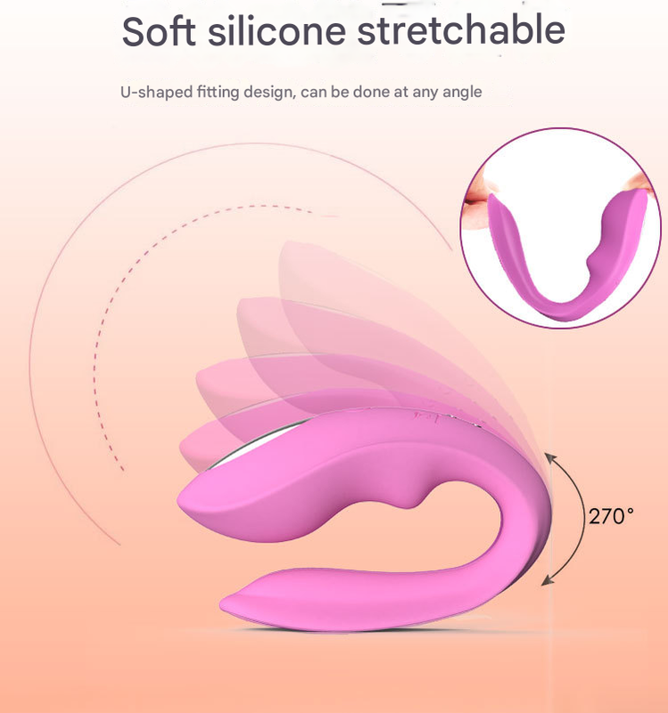 Purple Blisslink U-Shaped Wearable Couple's Vibrator With Remote 12 Modes For Shared Intimacy & Solo Fun