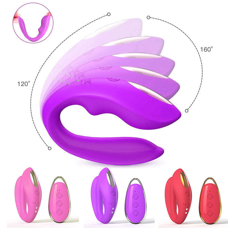 Purple Blisslink U-Shaped Wearable Couple's Vibrator With Remote 12 Modes For Shared Intimacy & Solo Fun