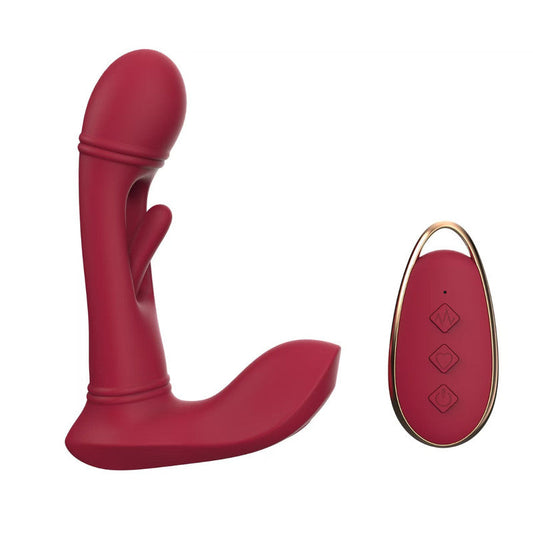 Red Wearable Vibrating Stimulator With Remote - Dual-Action Couples' Toy
