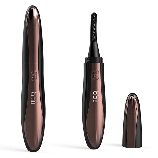 Black Professional Electric Heated Eyelash Curler 4 Temperature Settings Led Display Usb Rechargeable For Perfectly Curl