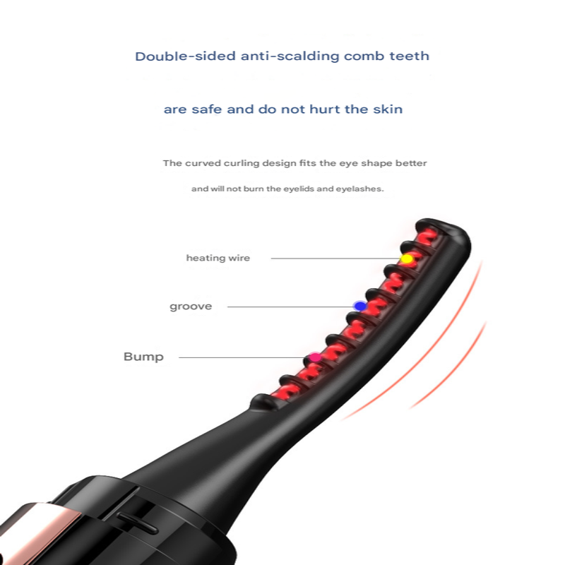 Black Professional Electric Heated Eyelash Curler 4 Temperature Settings Led Display Usb Rechargeable For Perfectly Curl