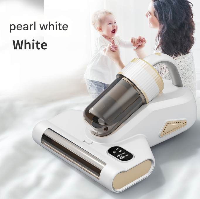 White Advanced Cordless Uv-C Dust Mite Vacuum Handheld Cleaner With Hot Air Pulsating Pads & Led Display