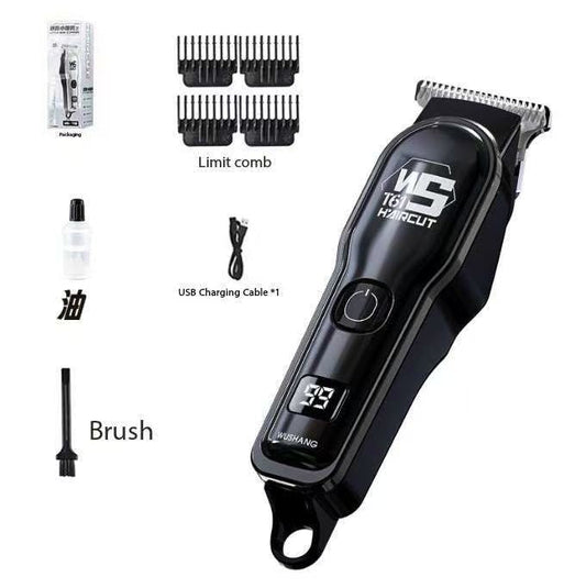 Black Professional Cordless Hair Clippers Usb Rechargeable Trimmer With Led Display For Barbers & Home Grooming