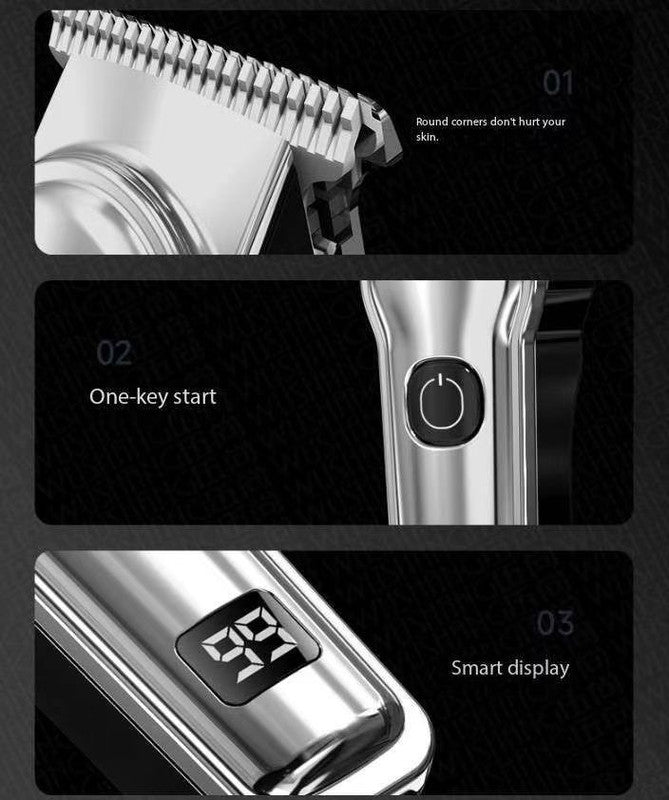 Black Professional Cordless Hair Clippers Usb Rechargeable Trimmer With Led Display For Barbers & Home Grooming