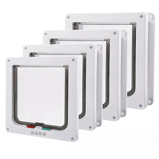 Secure 4 Way Locking Pet Door For Cats & Small Dogs Easy Access Flap Doors Walls Glass(Size S)