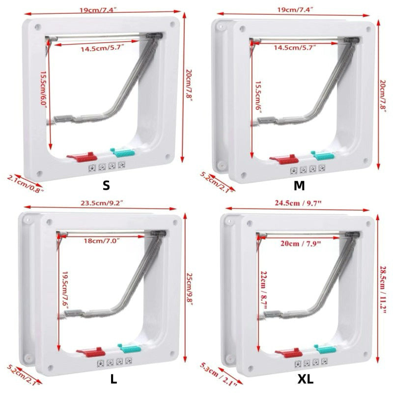 Secure 4 Way Locking Pet Door For Cats & Small Dogs Easy Access Flap Doors Walls Glass(Size Xl)