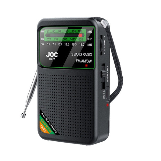 Black Joc Tg 77 Multi Band Rechargeable Radio For Seniors Automatic Channel Search Fm/Am/Sw Bands