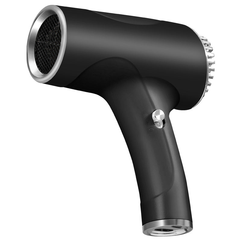 Black Ultra Lightweight Ionic Cordless Hair Dryer Usb Rechargeable Portable Blow With Cool Air For Travel & Home
