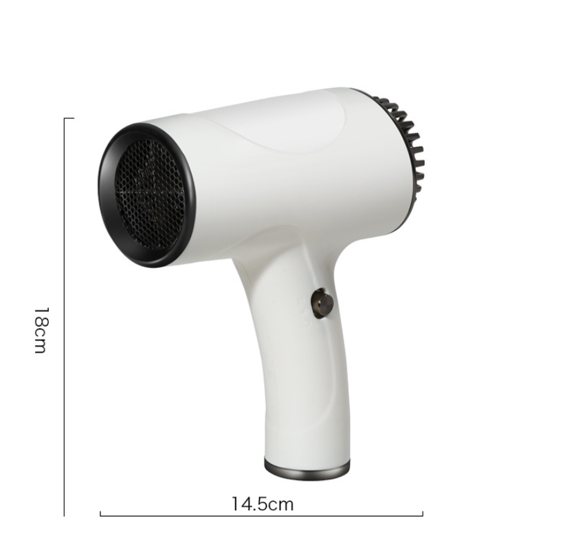 Black Ultra Lightweight Ionic Cordless Hair Dryer Usb Rechargeable Portable Blow With Cool Air For Travel & Home