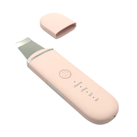Pink Professional Ultrasonic Skin Scrubber - 4-In-1 Facial Spatula For Deep Cleaning Blackhead Removal And Ems Lifting