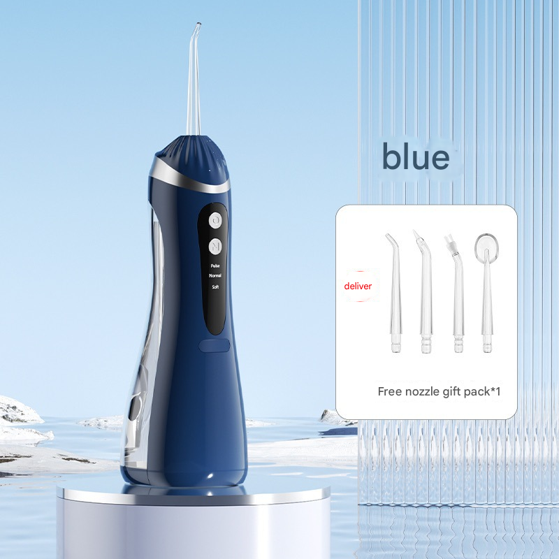 Blue Cordless Water Flosser & Oral Irrigator - Portable Teeth Cleaner With 3 Modes 4 Jet Tips
