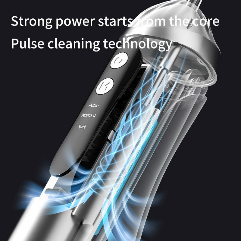 Blue Cordless Water Flosser & Oral Irrigator - Portable Teeth Cleaner With 3 Modes 4 Jet Tips