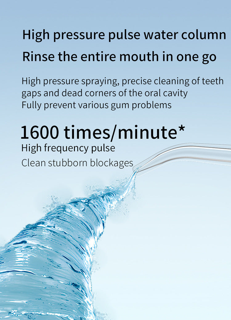 Blue Cordless Water Flosser & Oral Irrigator - Portable Teeth Cleaner With 3 Modes 4 Jet Tips