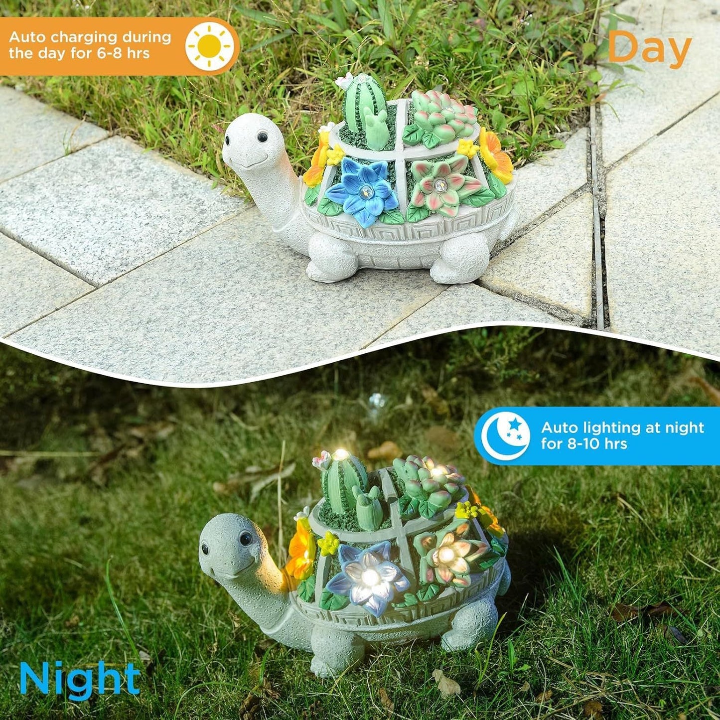Cats And Butterflies Charming Solar Powered Animal Garden Statue Waterproof Resin Figurine With Glowing Led Accents