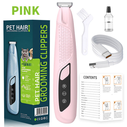 Pink Precision Pet Paw Trimmer Waterproof & Rechargeable Grooming Clipper For Dog Cat Paws Eyes And Ears