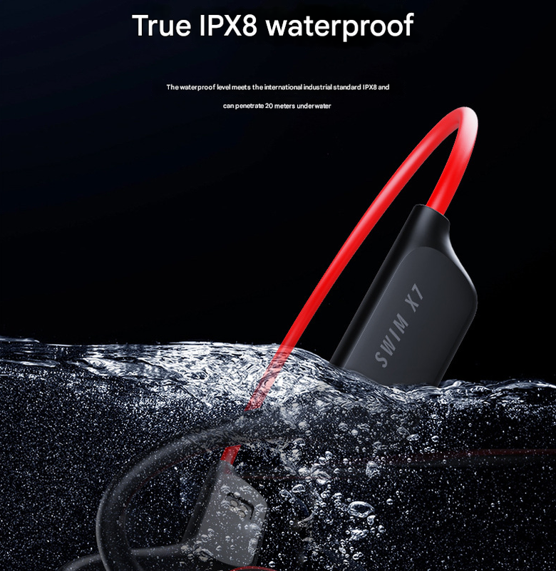 Black Ipx8 Waterproof Swimming Headphones Bone Conduction With 32Gb Mp3 Player