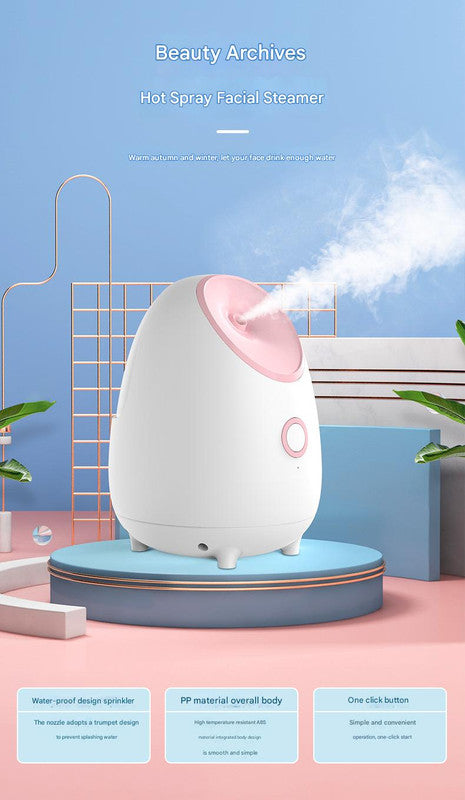 Nano Ionic Facial Steamer Deep Hydration Hot Mist Face For Home Spa & Skincare(Pink)