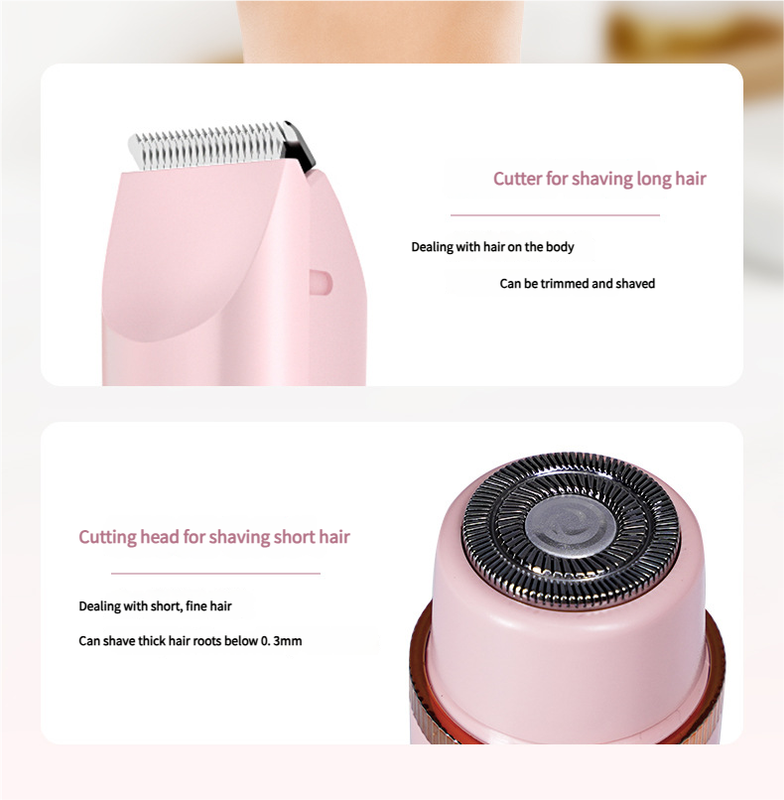 Dual Head Electric Hair Trimmer Ipx7 Waterproof Body Groomer With Type C Charging(Pink)