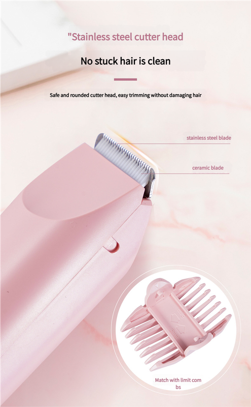 Dual Head Electric Hair Trimmer Ipx7 Waterproof Body Groomer With Type C Charging(Pink)