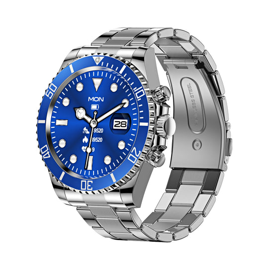 Classic Stainless Steel Smartwatch With Rotating Timer Bezel Bluetooth Calling & Luminous Display(Blue)