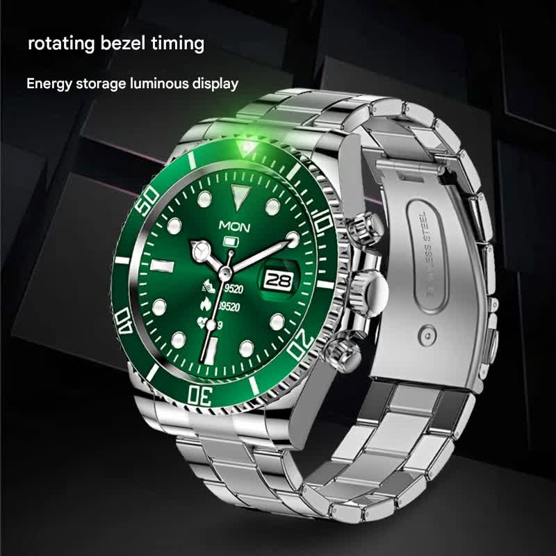 Classic Stainless Steel Smartwatch With Rotating Timer Bezel Bluetooth Calling & Luminous Display(Blue)