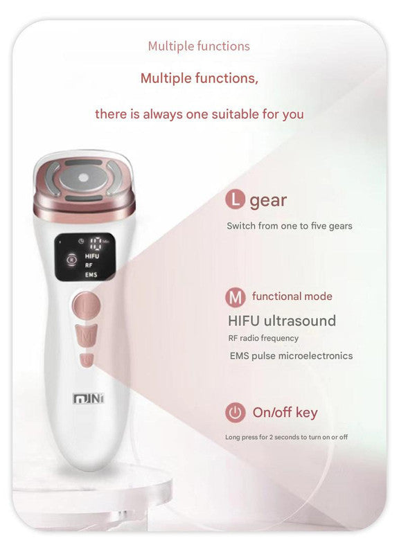 3 In 1 Facial Firming & Anti Wrinkle Device With Hifu Rf Ems Technology(Black)