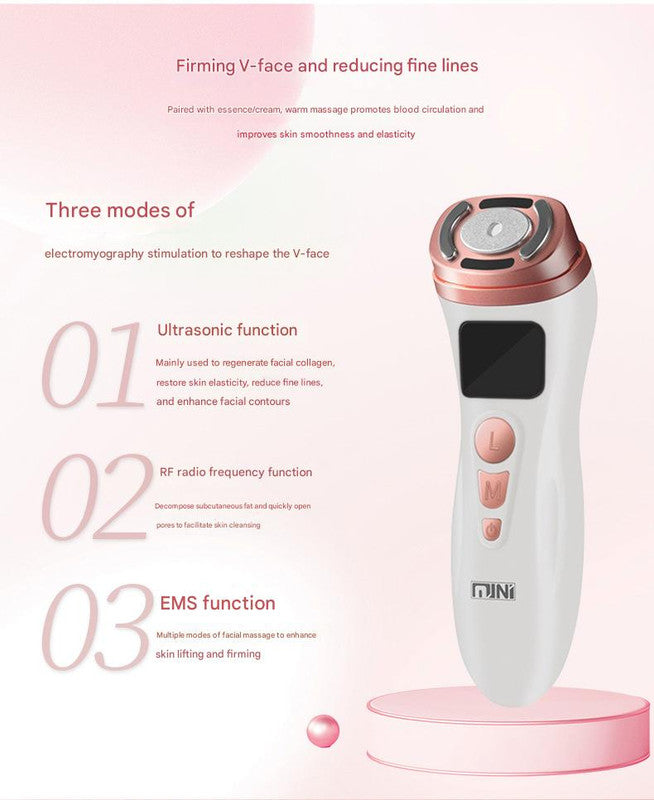 3 In 1 Facial Firming & Anti Wrinkle Device With Hifu Rf Ems Technology(Black)